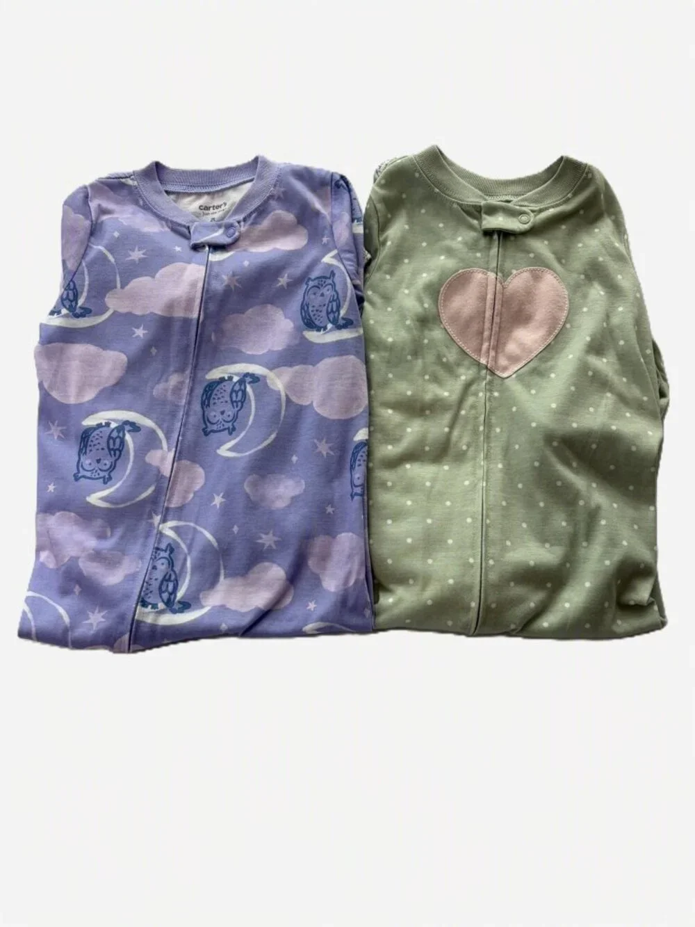 Carter's 2T Footed Pajamas Set of 2 Zip Sleepers Gripper Feet Long Sleeve